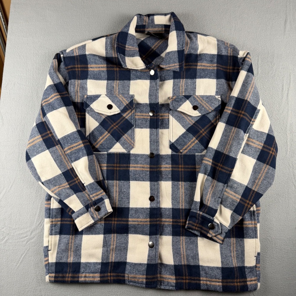 HFX Plaid Flannel Shirt Mens Medium Snap Hiking Lumberjack Outdoor Heavyweight